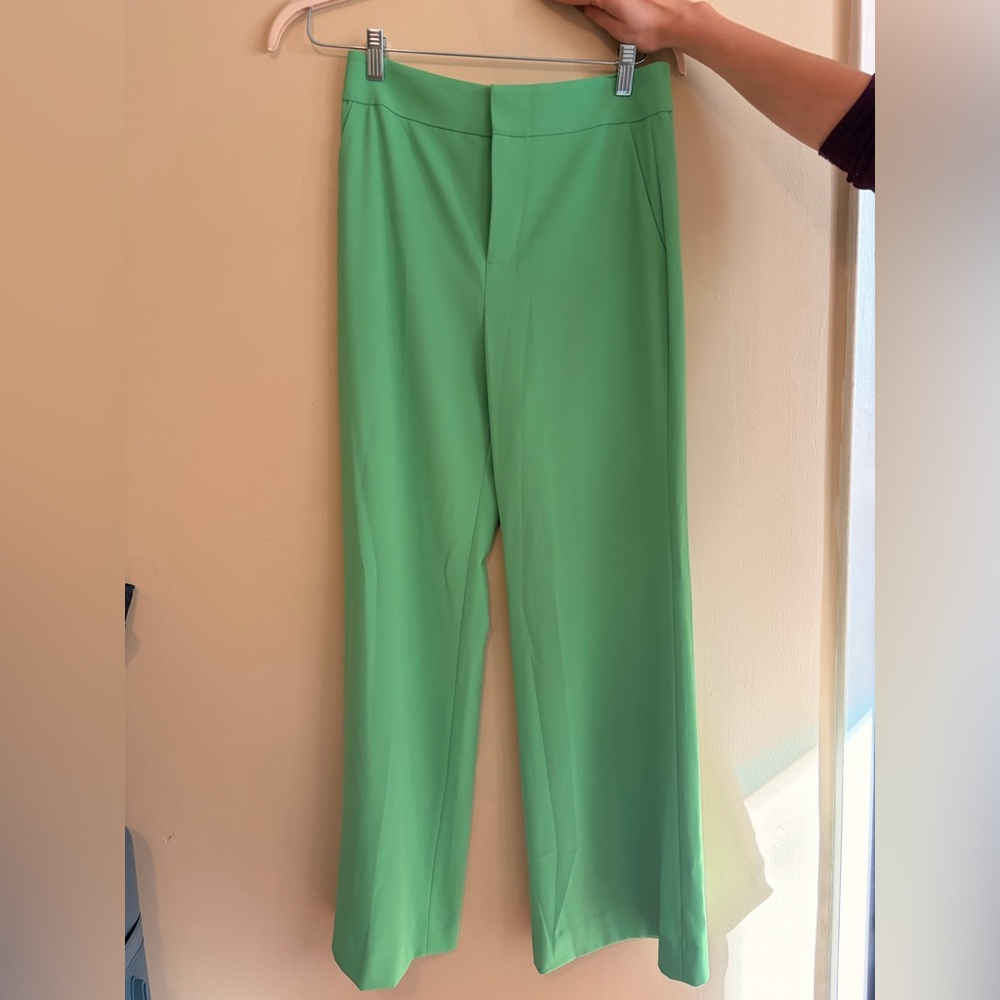 Alice + Olivia Vibrant Green Wide Leg Pants